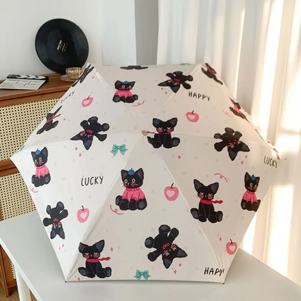

Складной зонт с рисунком кота из мультфильма, автоматический/ручной легкий портативный зонт от дождя, ветрозащитный анти-УФ-зонт от солнца