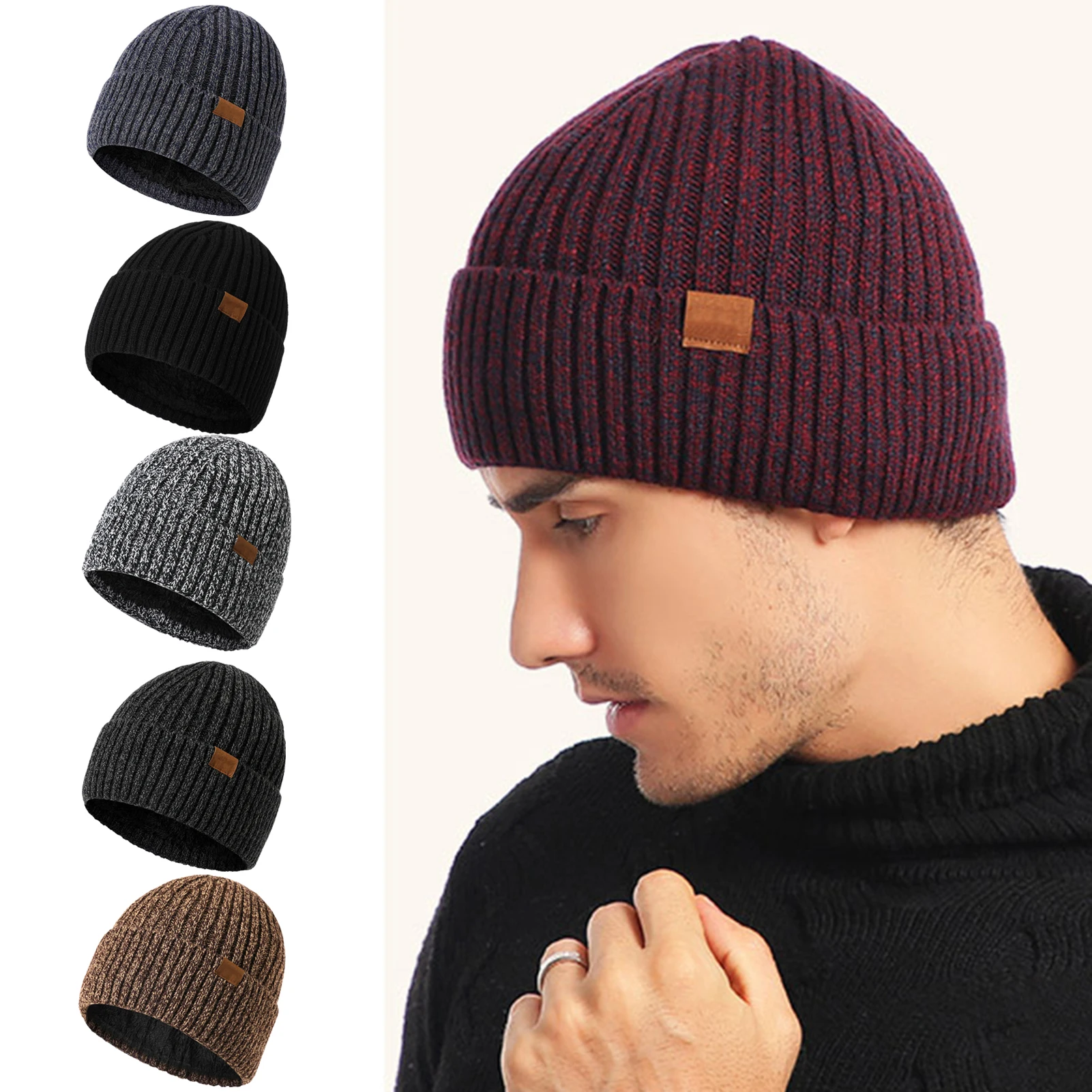 Mens Beanies For Winter Men Beanie Slouchy Knit Skull Cap Warm Stocking Hats Guys Women Striped Winter Beanie Hat