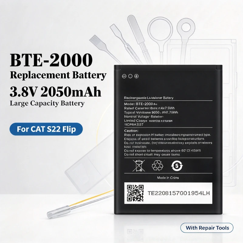 BTE-2000 Replacement Battery 3.8V 2050mAh Large Capacity New Mobile Phone Battery For CAT S22 Flip With Repair Tools