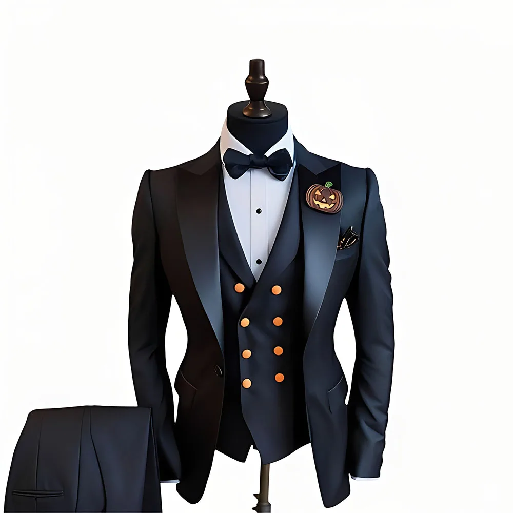 

Men's Party Suits Casual Halloween Black Fall Winter Suit Notch Lapel Party Casual Solid Colored Tailored Fit 3 Piece