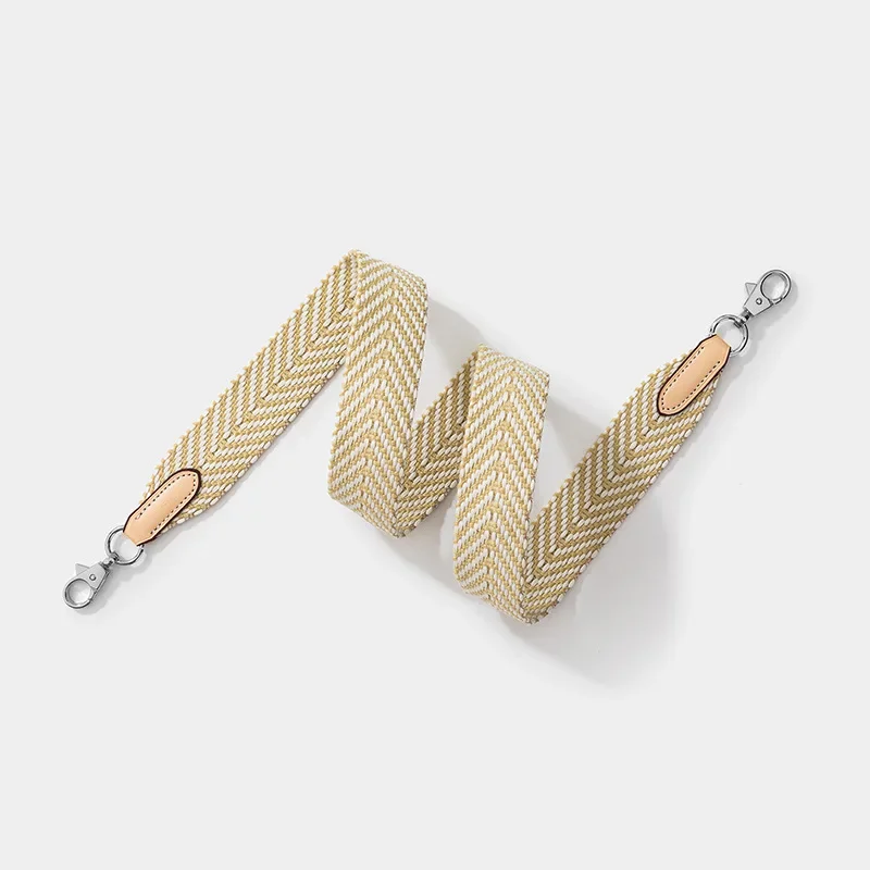 Luxo Stripe Ribbon Shoulder Strap, cinto de substituição inajustável, marca seu saco com extremidades de couro genuíno, novo