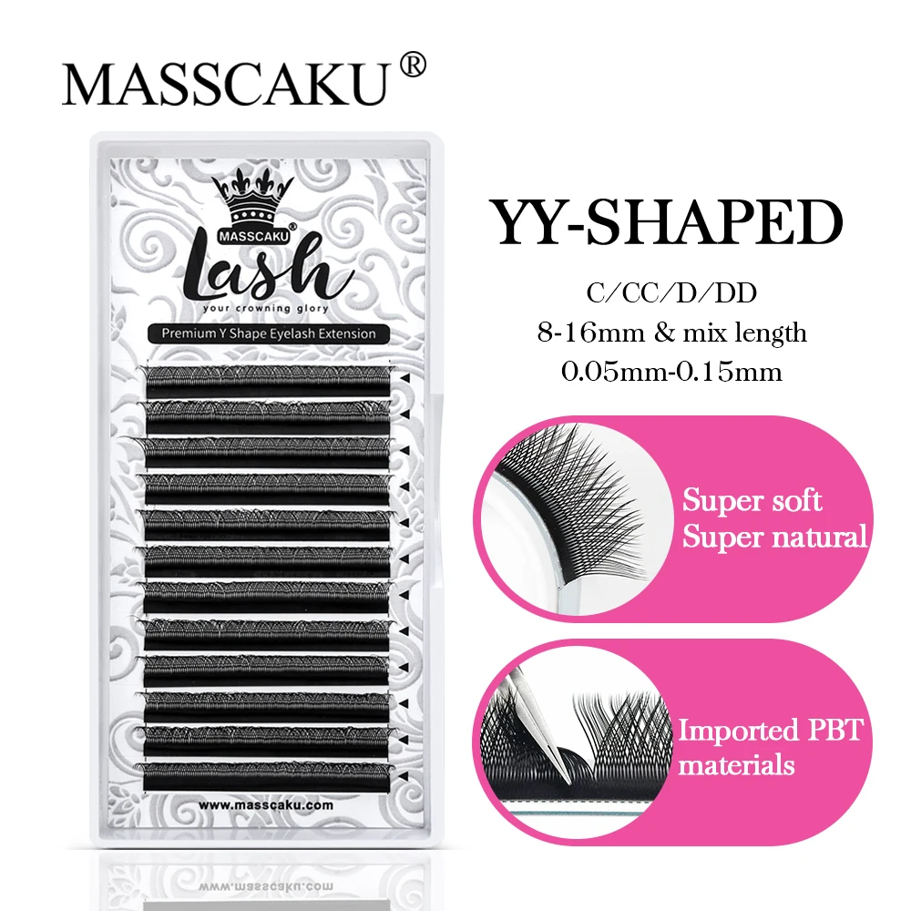 YY Eyelashes Extension 0.07 C Curl 8-15Mix  Volume Extension Easy Fans Y Shaped Premade Soft Matte Black Eyelashes