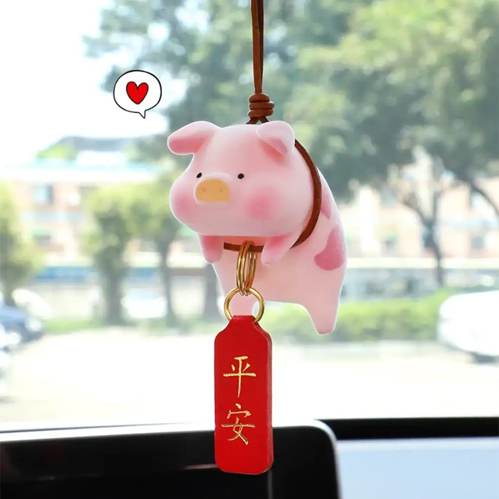 Cute Pig Car Accessorie Swing Pig Car Pendant Auto Rearview Mirror Pendants Birthday Gift Auto Decoraction Ornaments Coche