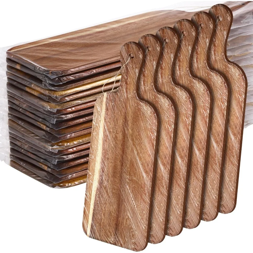 Irenare Juego de tabla de cortar lisa con asas, 18 Uds., grabado láser, charcutería de madera, tabla de cortar para servir en la cocina, a granel para D