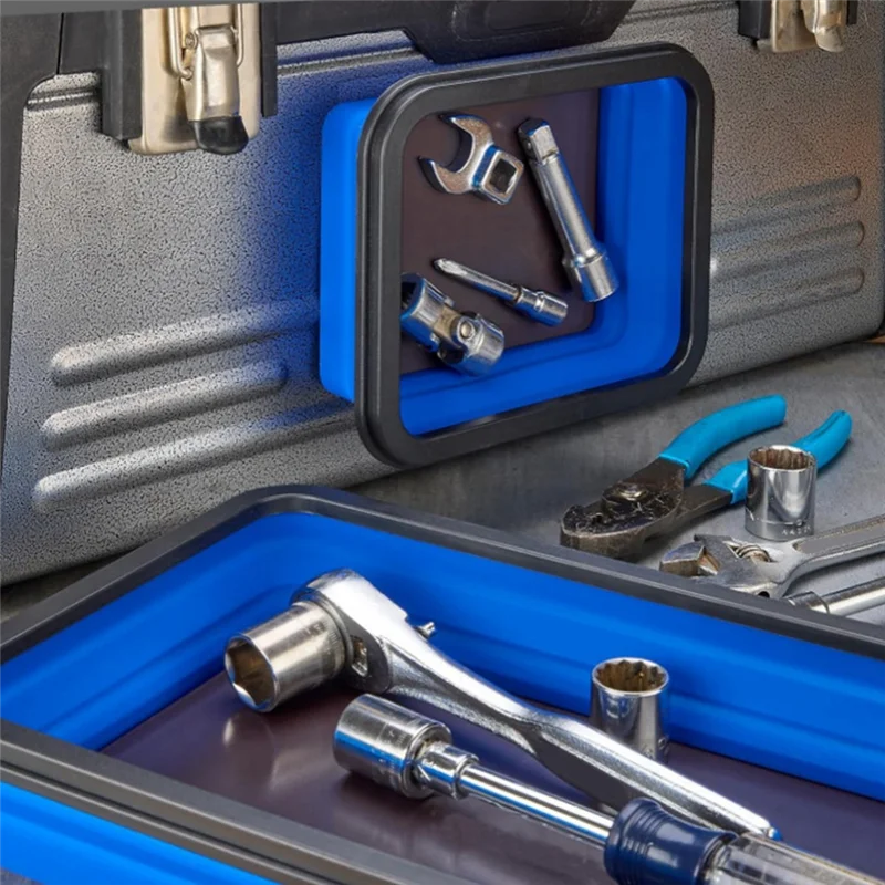 Foldable Magnetic Screw Tray Silicone Tool Parts Storage Organizer Box Woodworking Plumber Tool Parts Organizer Tray-ABXK