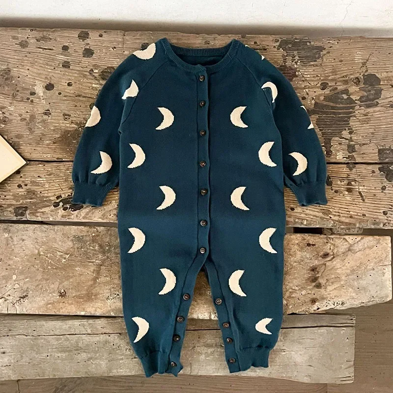 2024 New Autumn Infant Baby Girls Boys Knitted Jumpsuit Long Sleeved Print Toddler Baby Knitted Romper Baby Knitted Clothing