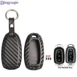 Jingyuqin-funda para mando a distancia de coche, cubierta de fibra de carbono para Hyundai i30, i35, i40, Kona, Azera, Elantra, Solaris, Grandeur, Ig, Accent, Santa
