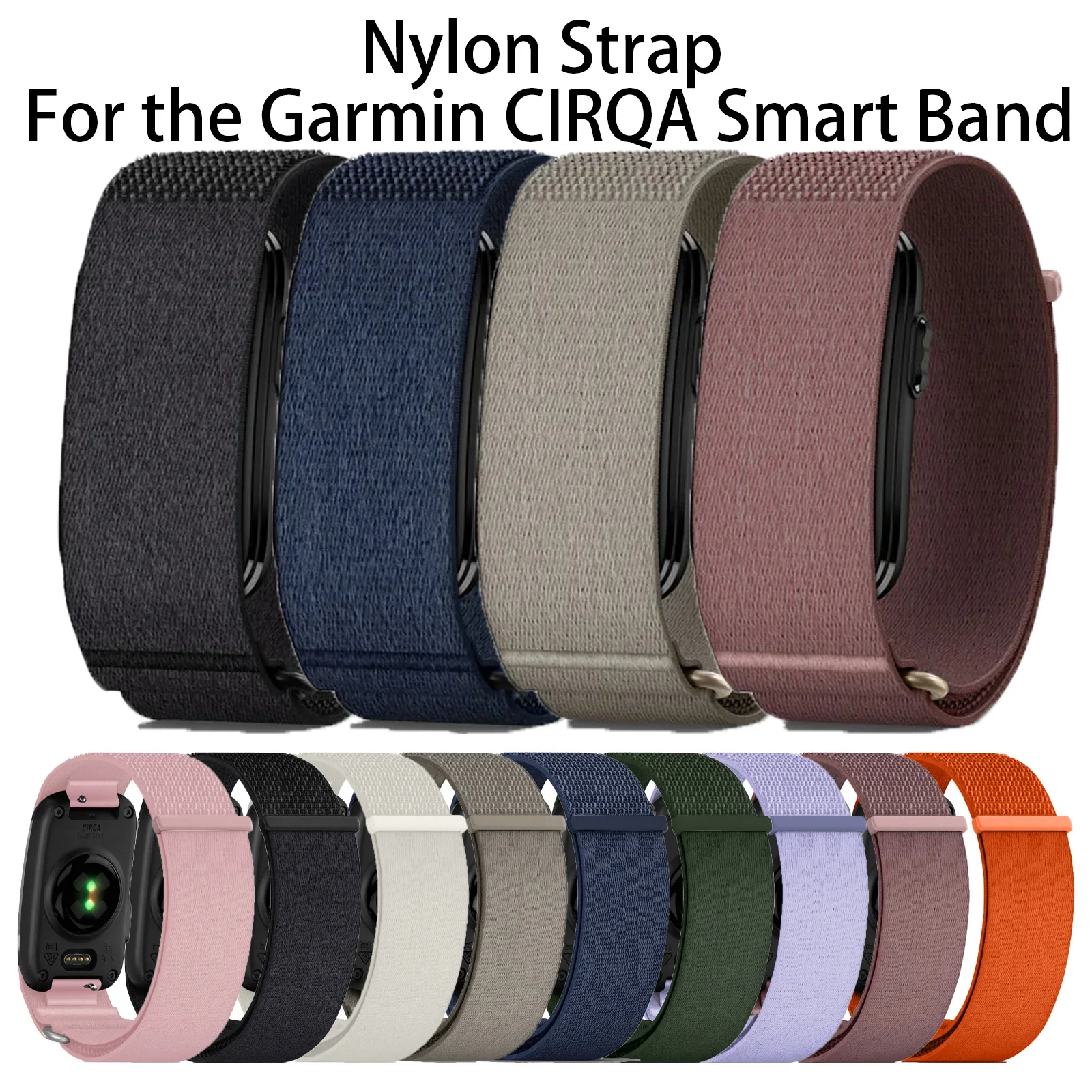 Advanced Custom Nylon Woven Watch Strap Replacement For Garmin CIRQA Screenless Tracker Adjustable Loop Breathable Wristband
