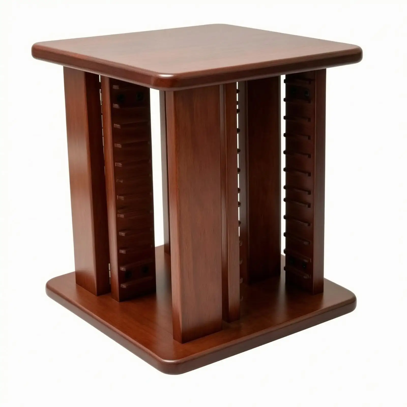 Rotating Wooden Storage Rack Shelf for Cassette Tape MD Disc Holder Spinning Media Organizer Display Stand for Study Area Music