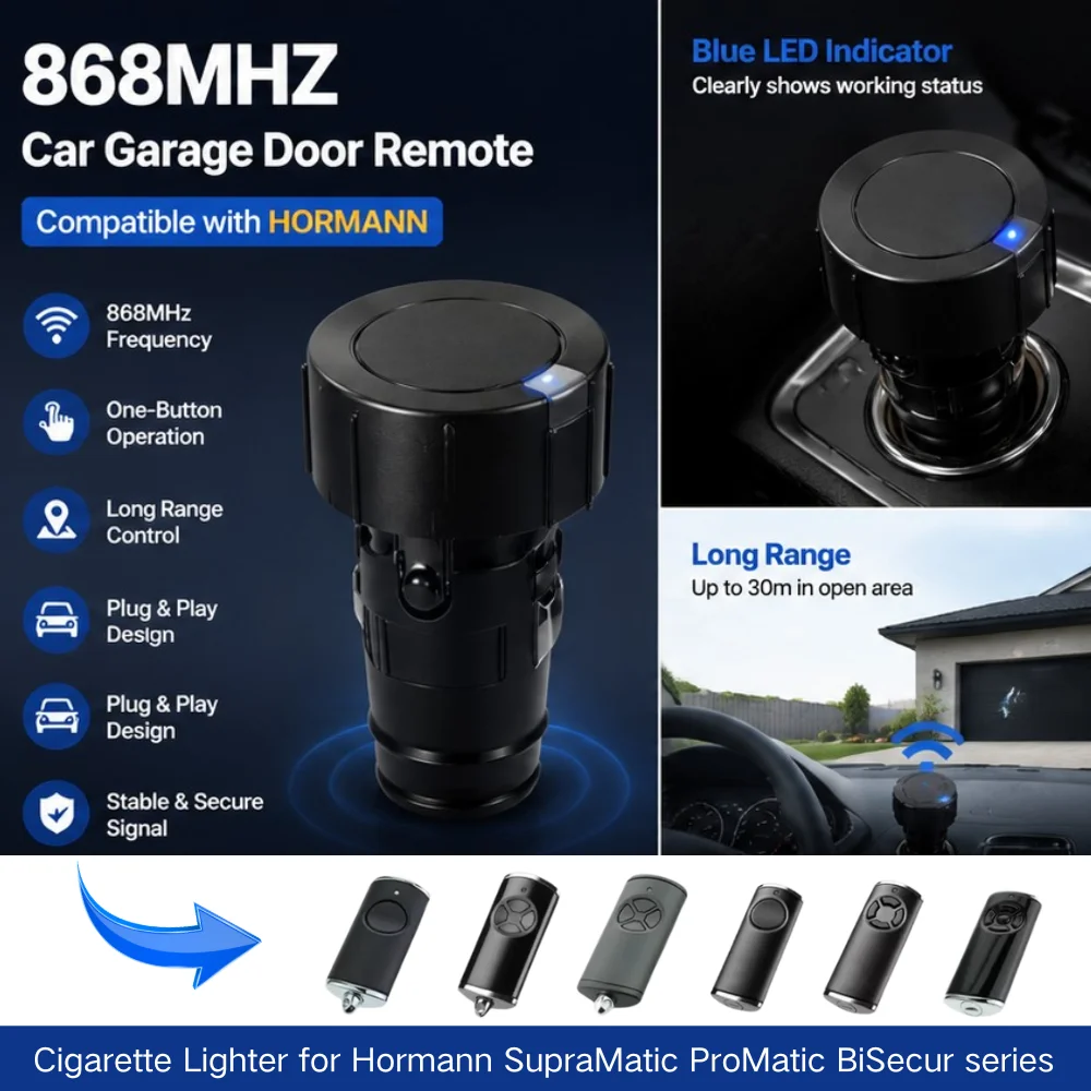 Cigarette Lighter for Hormann SupraMatic ProMatic HSZ1 868 BS HSE4 868 BS  Garage door Remote Control 868MHZ Hand Transmitter