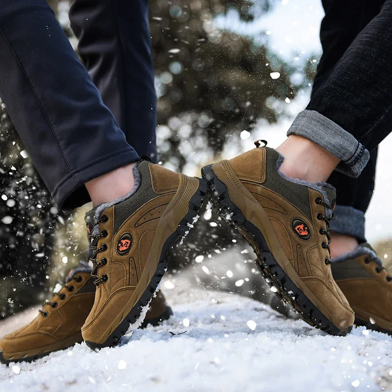 Winter Snow Large Size 36-49 Outdoor Hiking Shoes Climbing Shoes Men Cotton-padded Hard-Wearing Sneakers Men Free Shipping