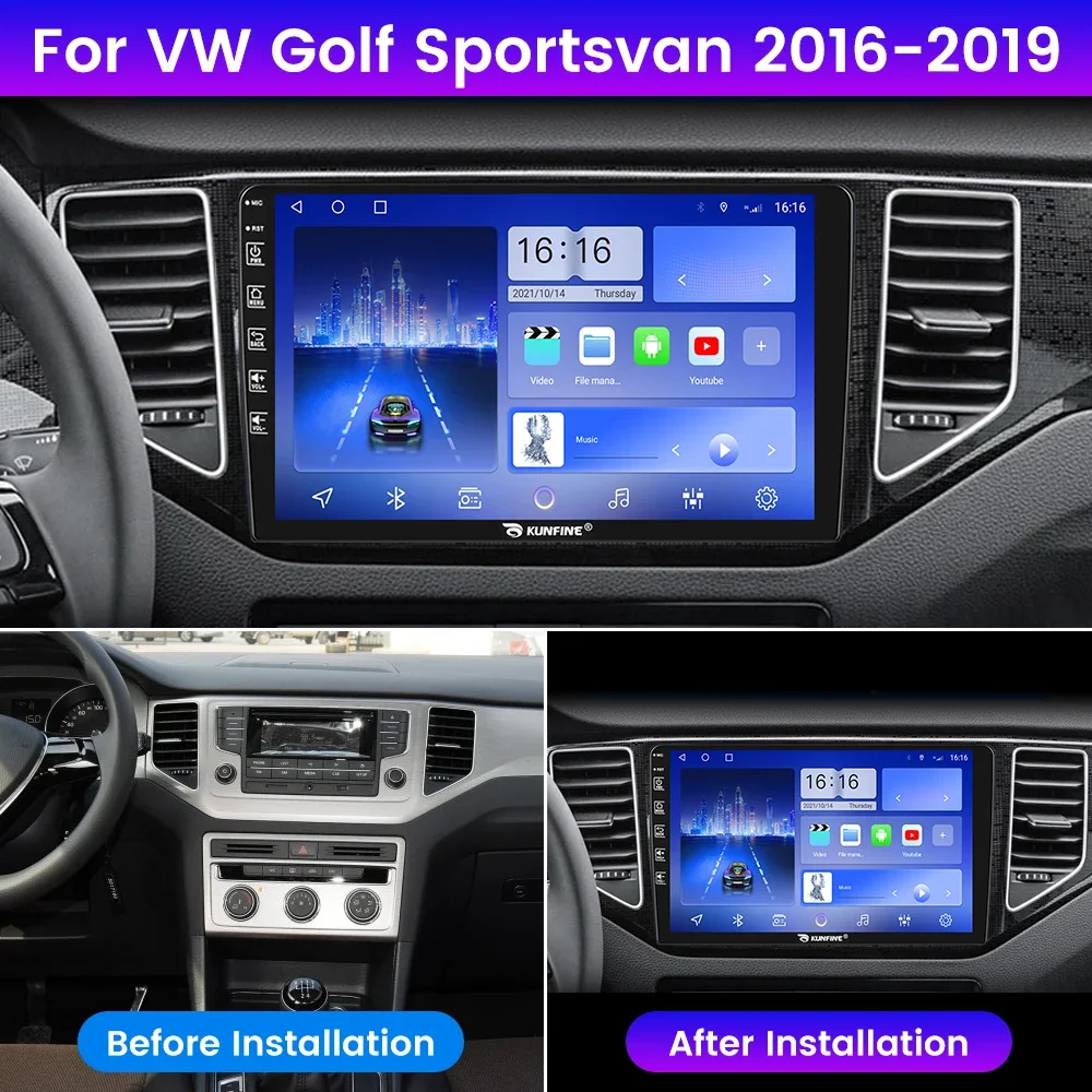 Android Car Radio ForVW Golf Sportsvan 2016-2019 Car Stereo 2Din Octa Core GPS Navigation Player IPS Screen Carplay Android Auto