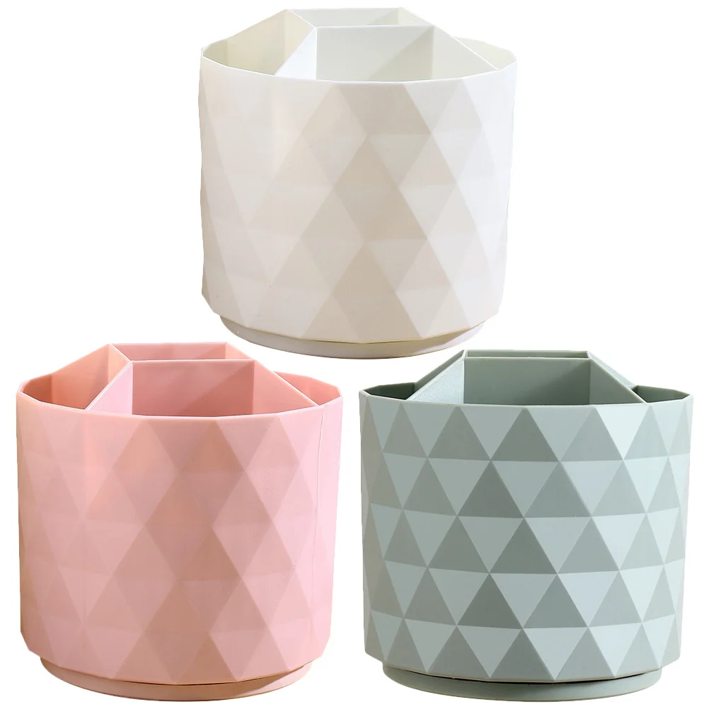 3 個のメイクブラシホルダー大容量回転式オーガナイザー滑らかな平底デザイン、ペン、口紅、化粧品の収納に最適