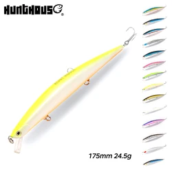 Hunthouse Tide Slim Minnow Lure Long Casting Wobbler Jerkbait 175mm 24.5g Floating Hard ABS Bait Fishing Tackle for Seabass