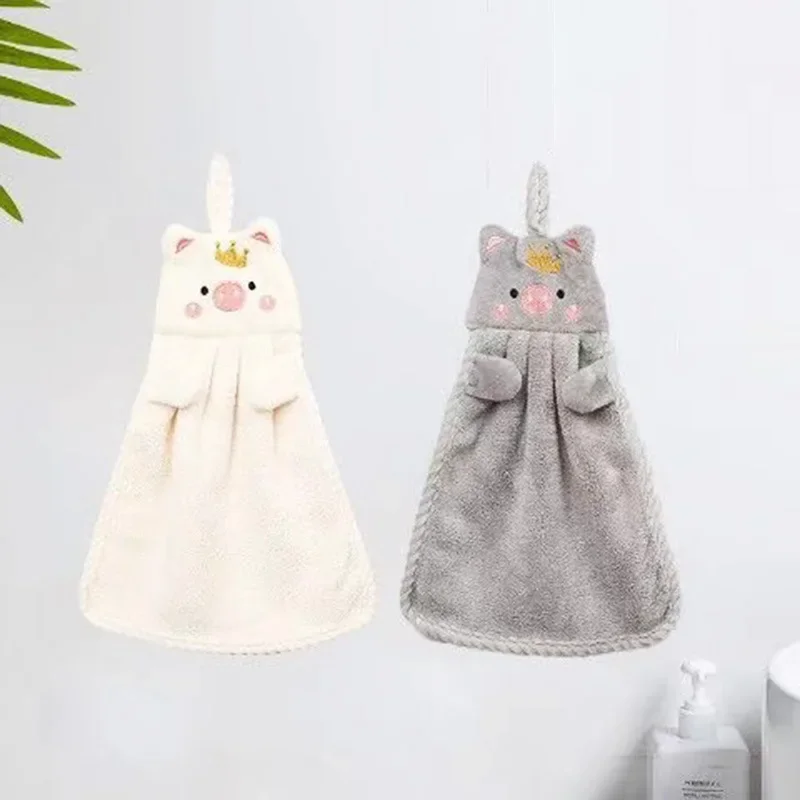 

1pcs Towel Household Cute Absorbent Kitchen Cleaning Cloth Lazy Rag Wipe Towel Solid Color Children's Hand Towel