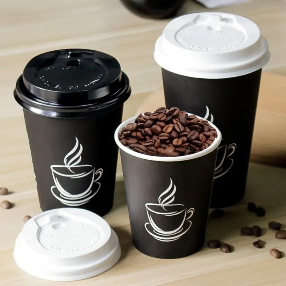 Disposable Thickened Paper Cups Heat Resistant Anti-scalding For Hot Beverages Like Coffee Tea Lid Wholesale Free Shipping