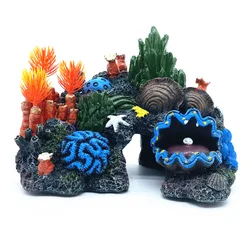 Fish Tank Ornament Simulated Coral Reef Island Resin Plant Mountain Aquarium Decoration Home Landscaping Background Decor