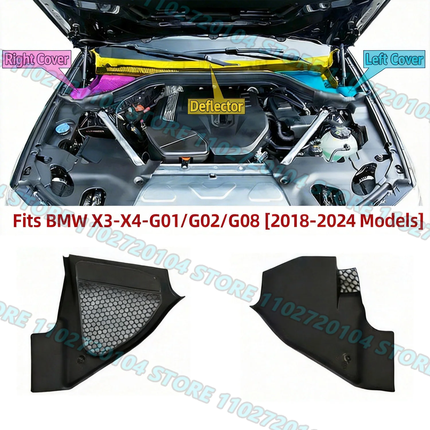 

Декоративная накладка на передний уплотнитель стеклоочистителя для BMW X3 X4 X3M X4M (G01 G02 G08 F97 F98) 2018-2024 гг., артикулы 51717399017, 51717399018