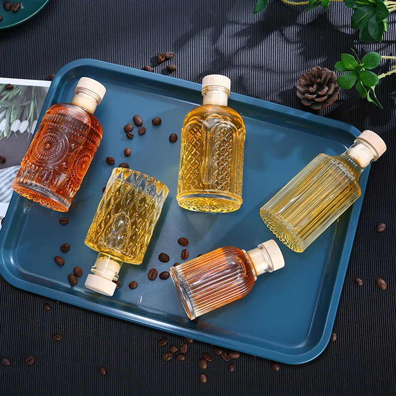 

1PC Wooden Cork Caps Clear Spirit Whisky Dispenser Transparent Glass Wine Bottle Ornaments Mini Glass Alcohol Liquor Bottles