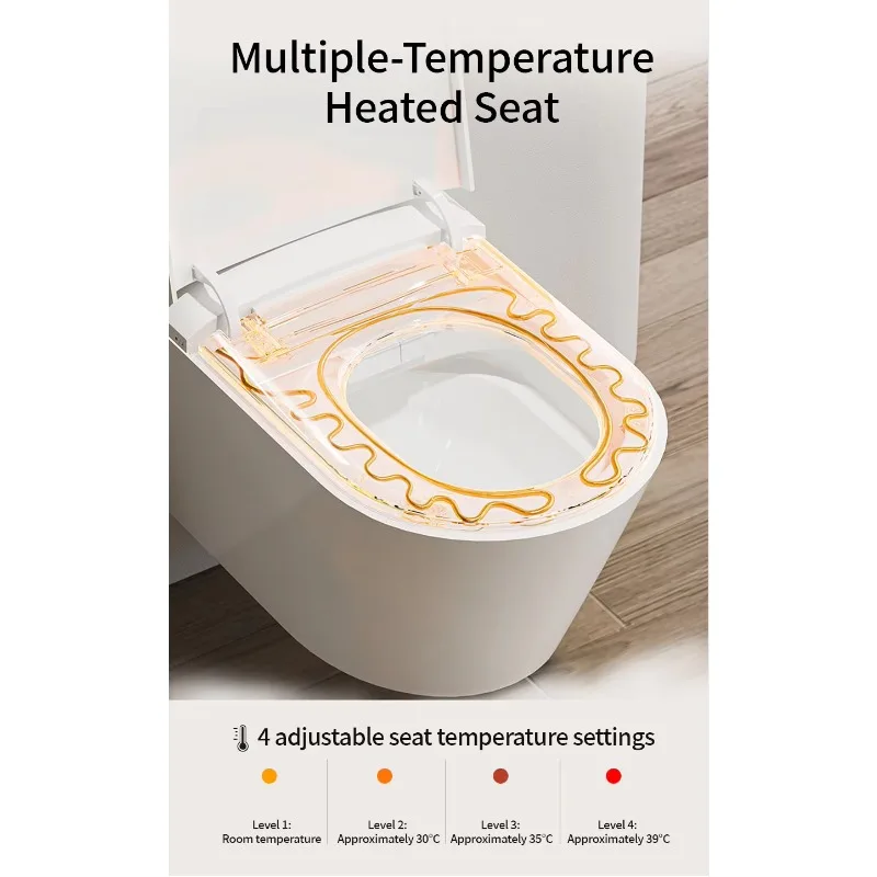 โถสุขภัณฑ์อัจฉริยะติดผนัง ฝาเปิดอัตโนมัติ พร้อมเซ็นเซอร์ตรวจจับการเคลื่อนไหว ระบบทำความร้อน รีโมทคอนโทรล ทรงยาว ไม่มีข้อจำกัดแรงดันน้ำ
