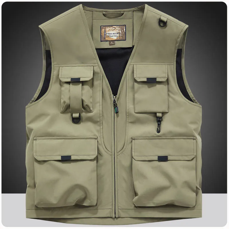 Outdoor Waterproof Vest Men Multi-Pocket Breathable Sport Camping Waistcoat High-Quality Safari Hiking Fishing Vest Men Clothing