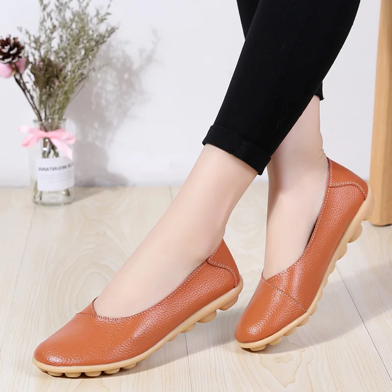 Plus size 11/12 ladies slip on loafers shoes woma2024 trendy summer female flats white genuine leather shoes