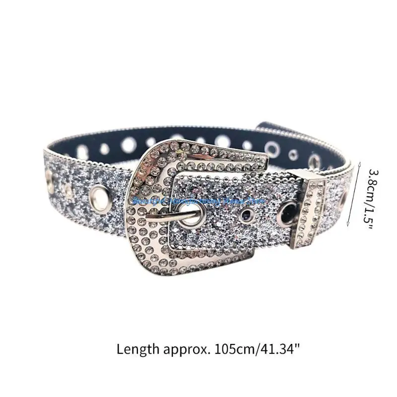 E56A التسلق حجر الراين مشبك أحزمة وسط للجينز حزام قابل للتعديل لراعية البقر راعية البقر المراهقين الإناث الجينز تنورة زنار #6