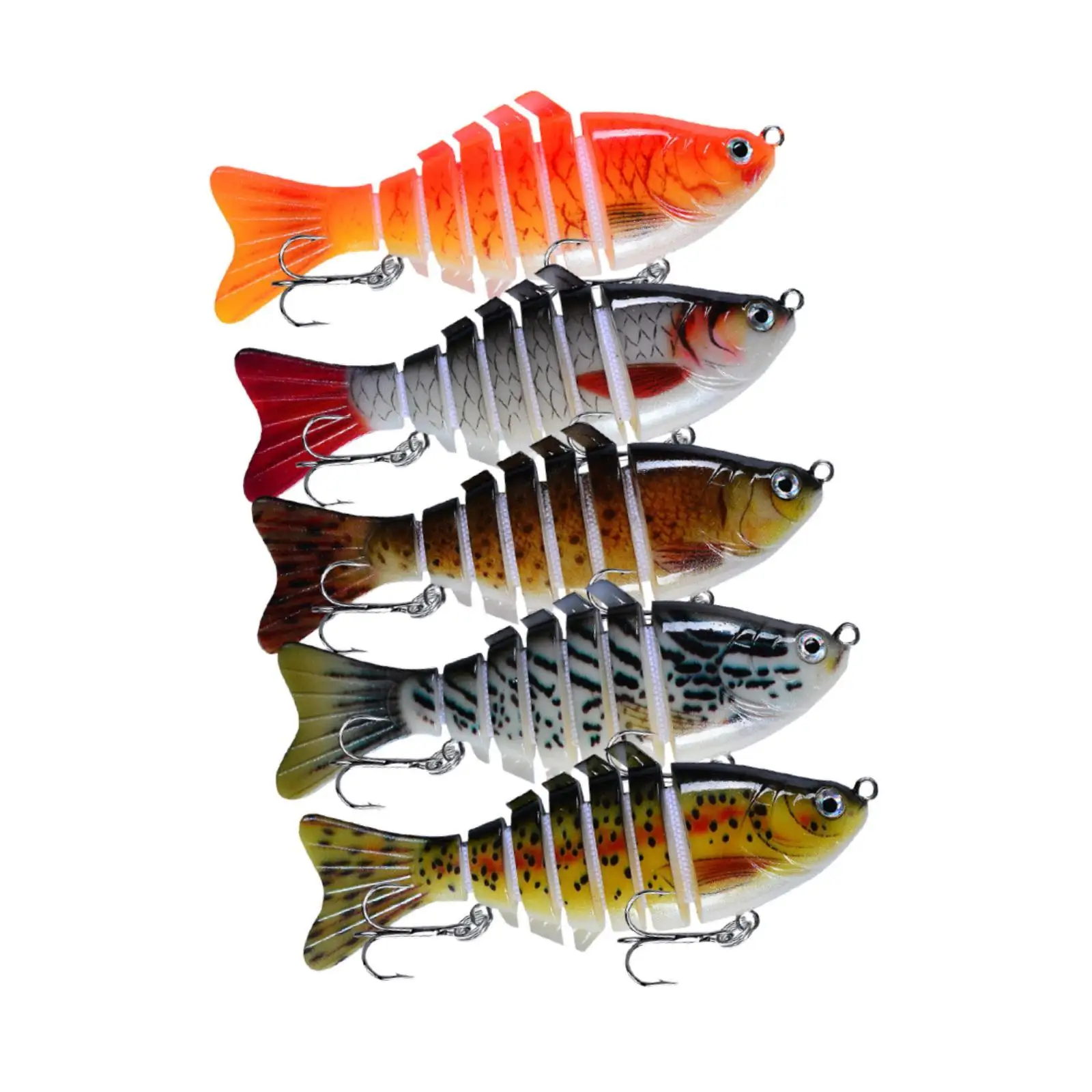 

5 Pieces Multi Jointed Swimbaits Fishing Tools Lifelike Simulation for Freshwater Professional Equipment Beginner Fishing Lures