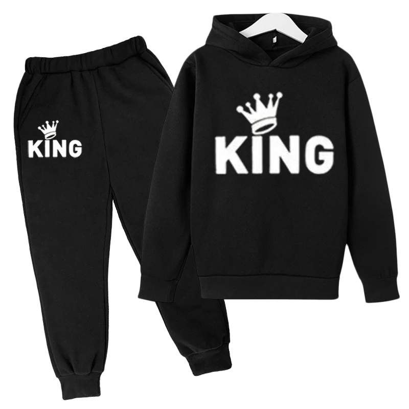 

Kids Spring and Autumn Hoodie Boys and Girls Set Casual Sports Jogging Top+Pants 2-12 Year Old Kids Printed Cartoon Letters