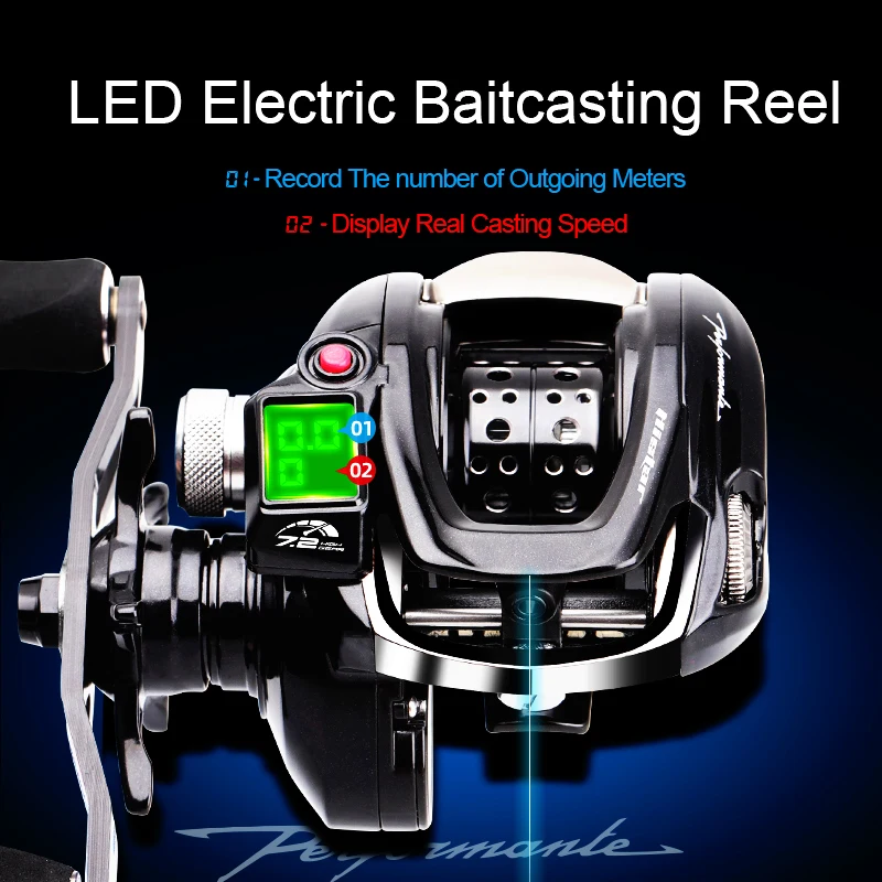 Imagem -05 - Histar-led Digital Long Casting Baitcasting Carretel de Pesca Alta Relação Mais bb Travagem Magnética Luz de Fundo 10kg Drag Power 7.2:1