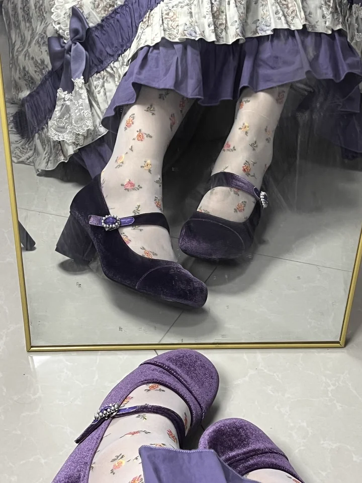 

2025 Autumn New Retro Mary Jane Shoes Women's Round Head Shallow Mouth High Heels Cheongsam New Chinese Single Shoes Female