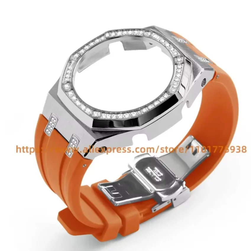 New Ga 2100 Frosted Stainless Steel Case Strap for CasiOak GA-2100 GA2100 GA-B2100Replacement Accessory Set