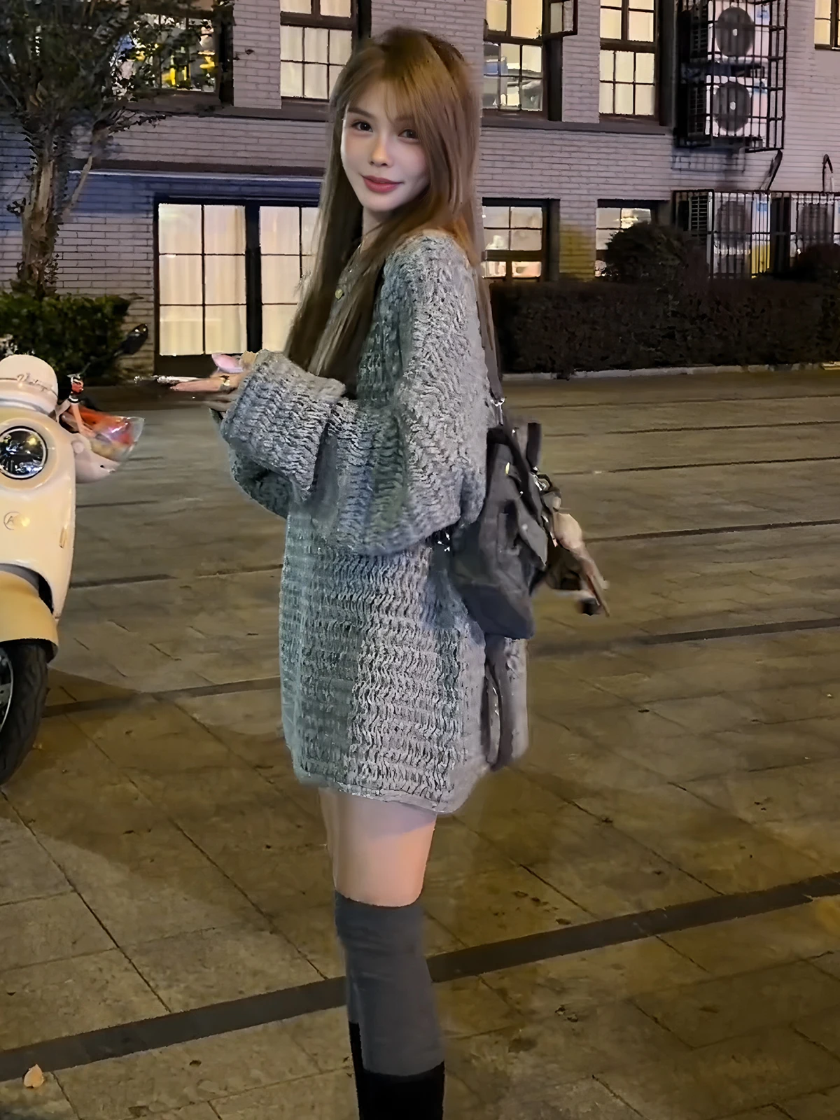 

Gray Slouchy Shoulder Design Long Women's Sweater Spring New Lazy Style Loose Casual Match Knitted Top Commute Style Loose Fit