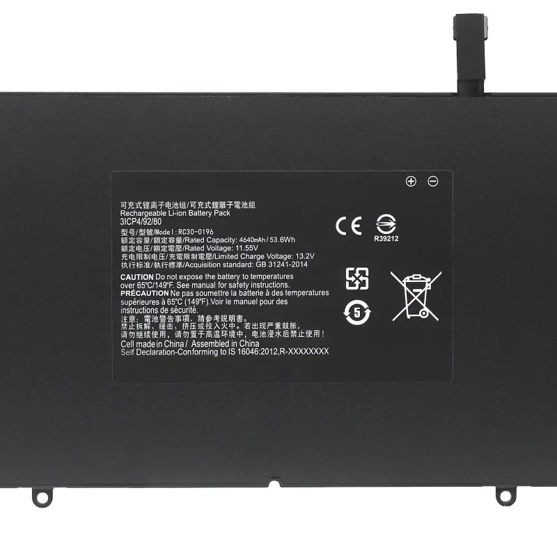 Imagem -04 - Bateria do Portátil para Razer Blade Stealth Rc300196 Rz09-0196 11.55v 53.6wh v2 13 I77500u Hazel Rz09-0196 Rz09-0168 11.55v