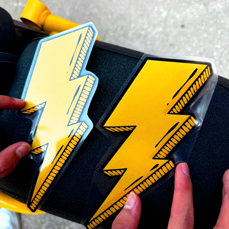 1PC Yellow Lightning Motorcycle Stickers Waterproof DIY Motorbike Fuel Tank Helmet Electric Scooter Vinyl Decals Decoration