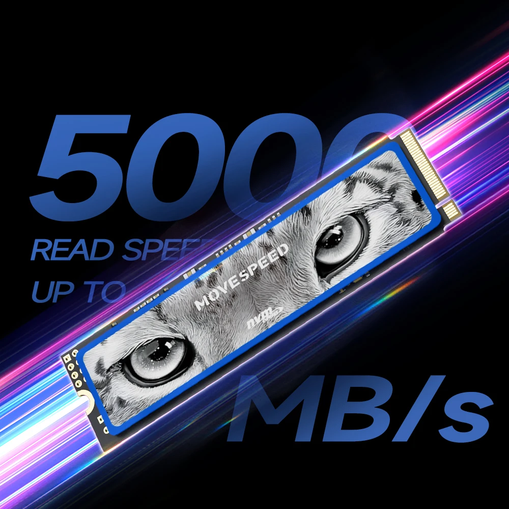 Внутренний твердотельный накопитель MOVESPEED 5000 Мб/с, M.2 NVME, жесткий диск на 1 ТБ SSD M.2 2280 PCIE 4,0x4 SSD, жесткий диск для ПК, ноутбука, настольного компьютера