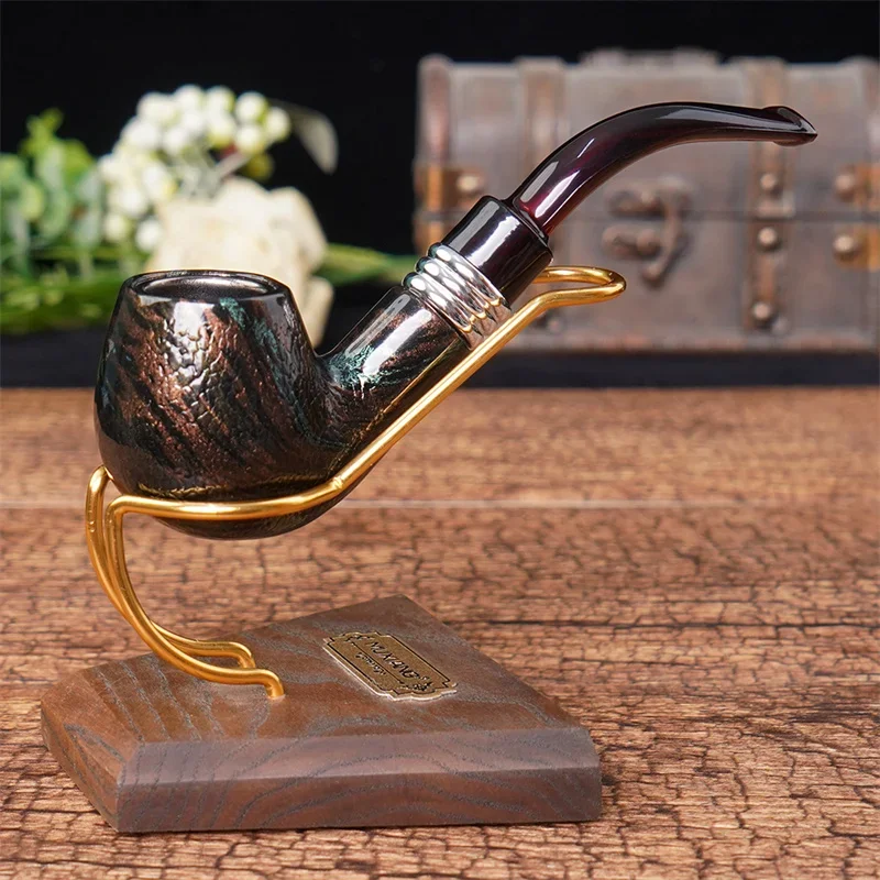 Fashion Snake Scale Colorful  Wooden Pipes Filter Smoking Pipe Ebony Tobacco Pipe Cigar Grinder Smoke Handmade  Gift For Father