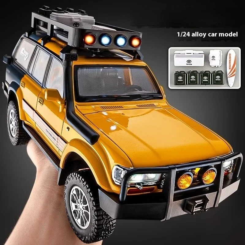 

1:24 Land Cruiser LC80 SUV Alloy Diecast Model Sound And Light Pull Back Toy Decorative Trendy Ornaments For Friend Gift