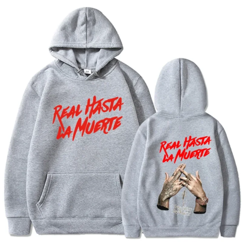 Spring and Autumn Hooded Anuel AA Real Hasta La Muerte Printed Sweatshirt Streetwear Rapper Loose Pullover Casual Hooded Top3