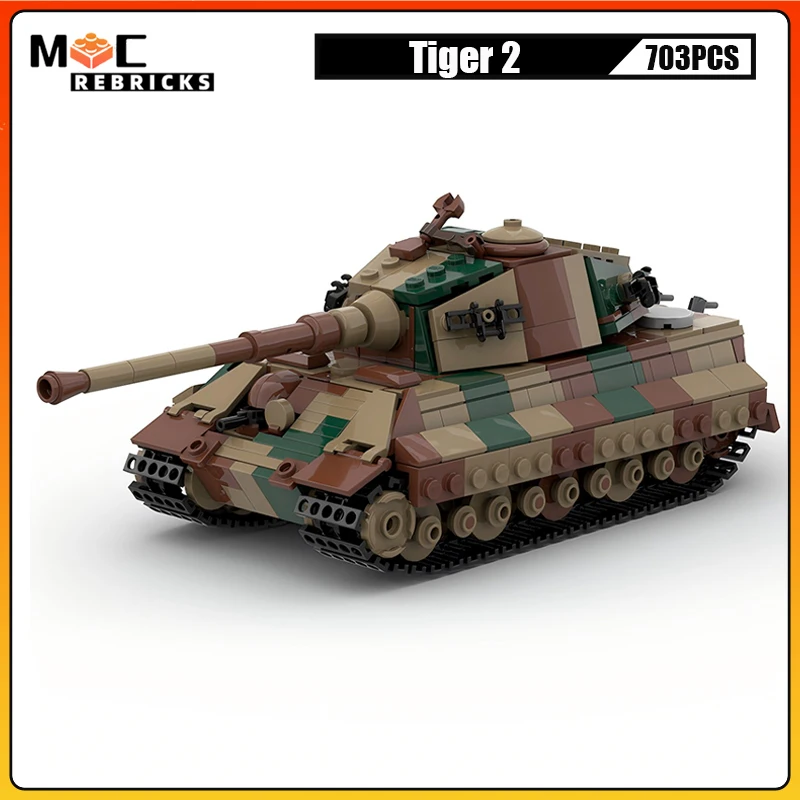 

WW2 German Heavy Tank Tiger 2 Military Armed Armored Vehicles High-tech Weapon MOC Building Blocks Toys Sets Kid's Bricks Gifts