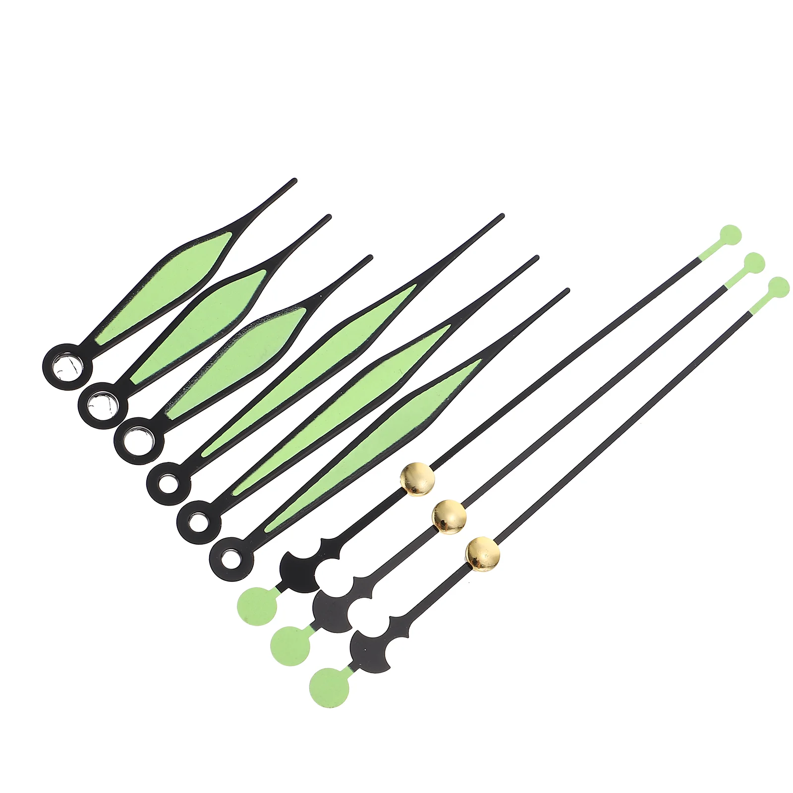 10 Sets Wall Clock Needles Luminous Hands Digital Only Arms Green Aluminum Works Replacement Kit