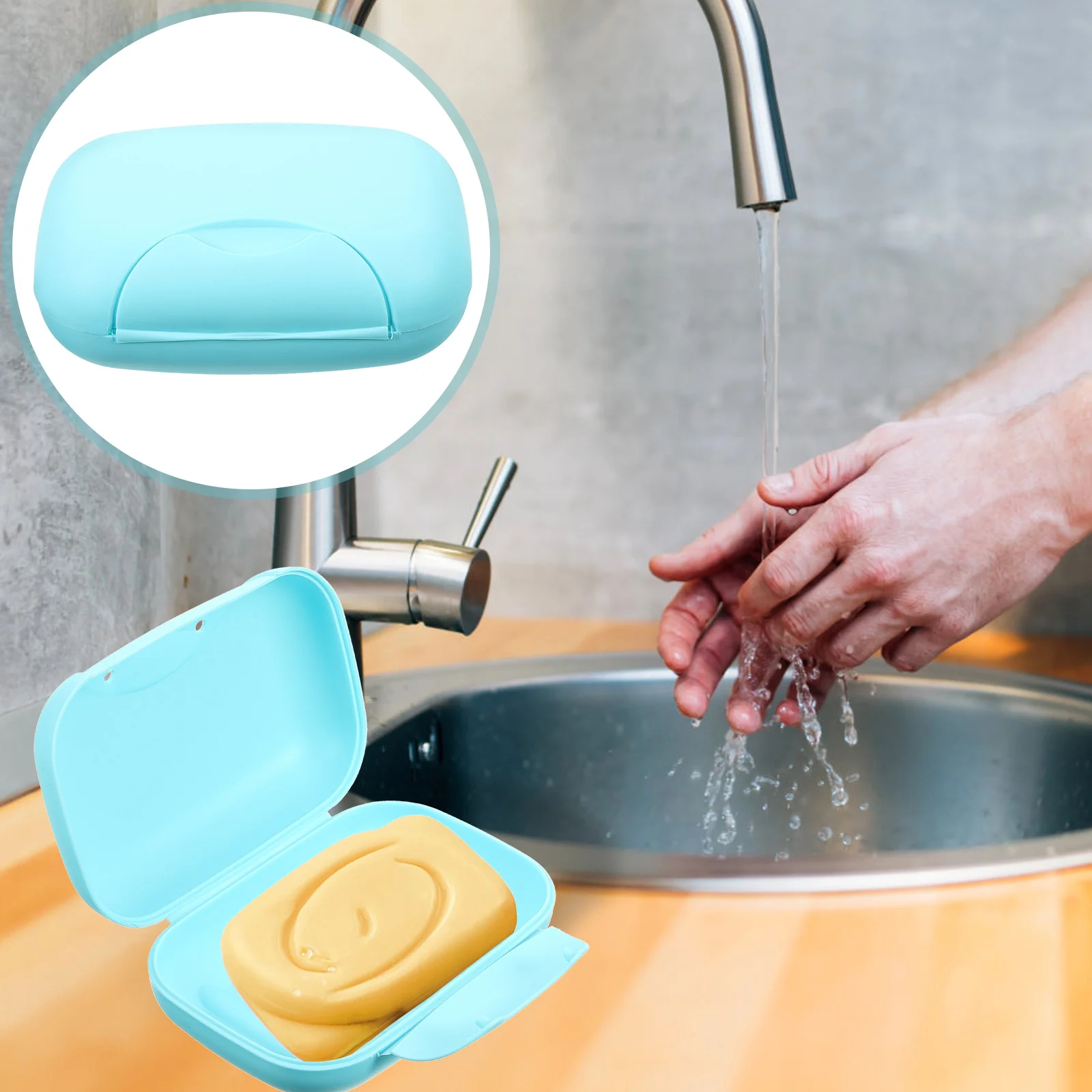 

2pcs Portable Soap Box Leakproof PP Plastic Container for Travel Camping Lightweight Sealed Soap Holder Home Sink