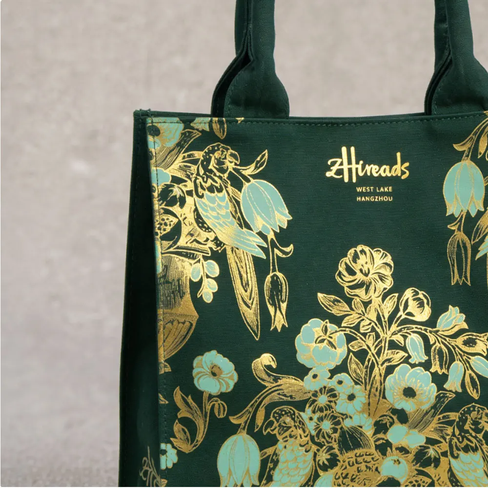 

Free Shipping Eco-Friendly Luxury Recycled Cotton Handbag Green Tote Bag for Women Designer Ladies Tote Bag