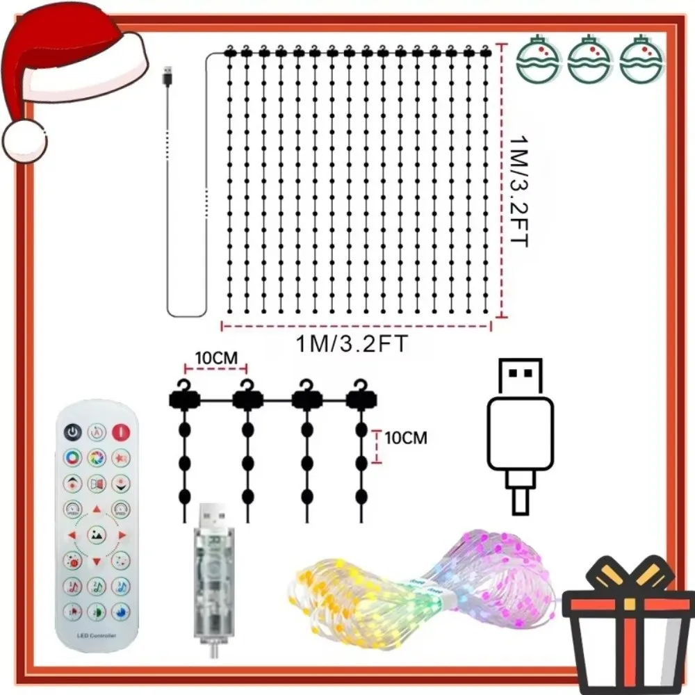 

Новые умные RGB-гирлянды для штор с синхронизацией музыки, управлением через приложение и пультом ДУ, гирлянды для окон, гирлянды с возможностью создания собственных узоров для новогодней вечеринки