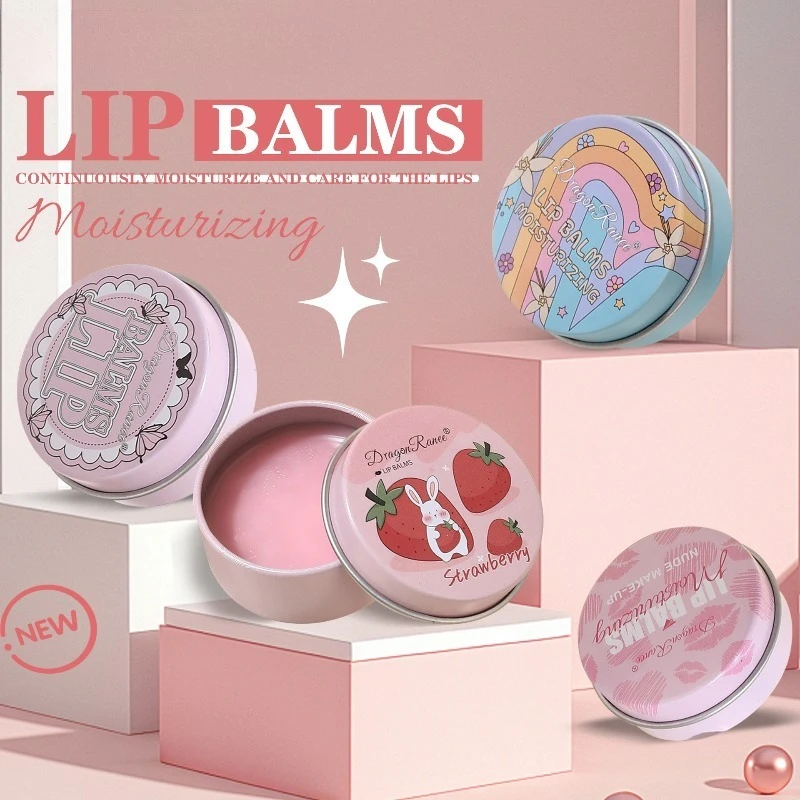 Balsam do ust nawilżający w puszce z naturalnym różowym kolorem, stały błyszczyk do ust dla kobiet i dziewcząt, do pielęgnacji suchej skóry ust na co dzień, uroczy, kieszonkowy rozmiar.