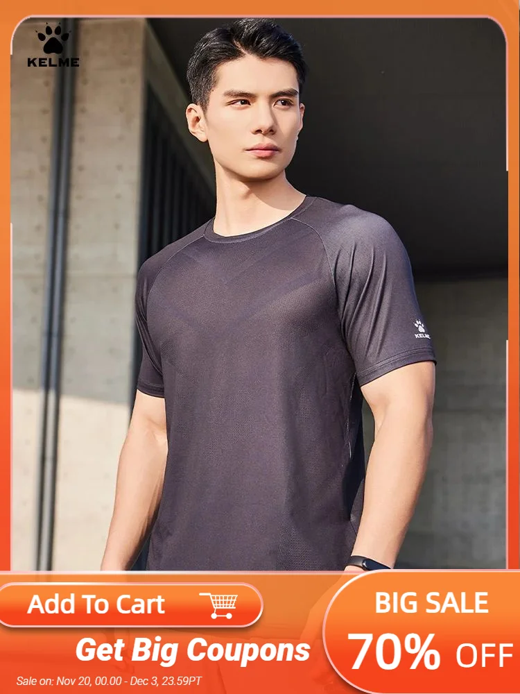 

KELME men's fitness T-shirt sports quick-drying short-sleeved breathable round neck outdoor running top basketball short-sleeved