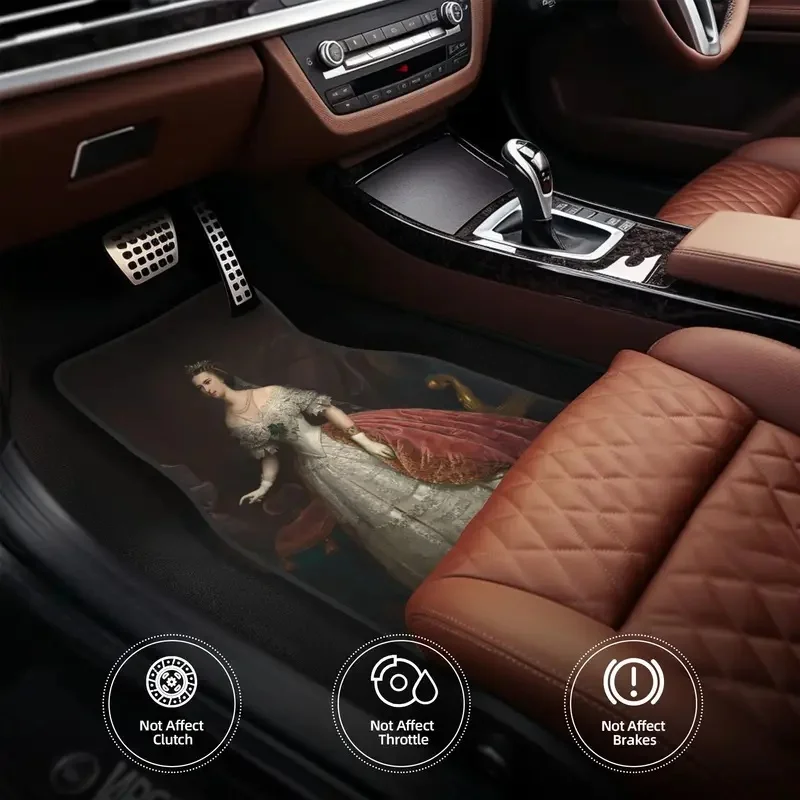 Empress Sisi Elisabeth of Austria 4PCS Crystal Velvet Car Floor Mats Set Universal Front Rear Foot Mats Floor Protection Mat 5