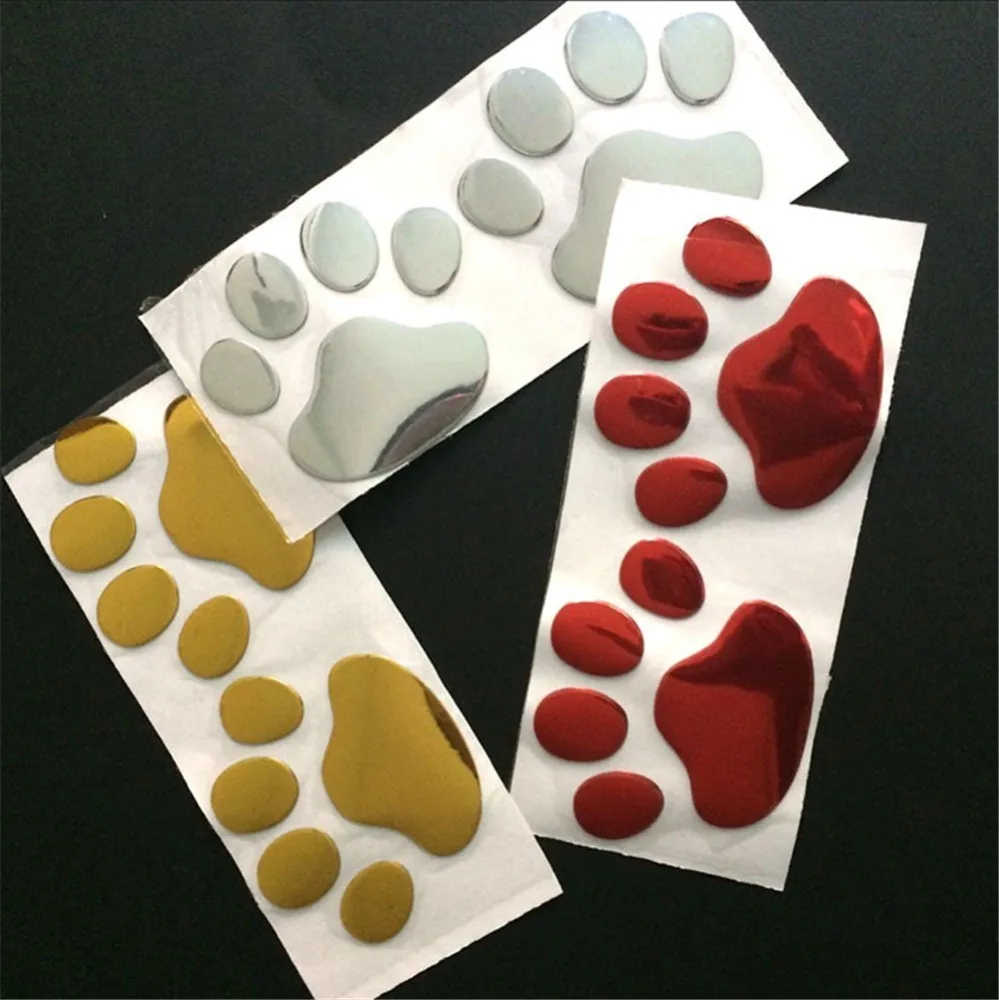 ملصق Pvc للسيارة ، 2 ، تصميم باو ، حيوان ثلاثي الأبعاد ، كلب ، قطة ، دب ، مطبوعات أقدام ، طباعة ، شارات ، ملحقات #3