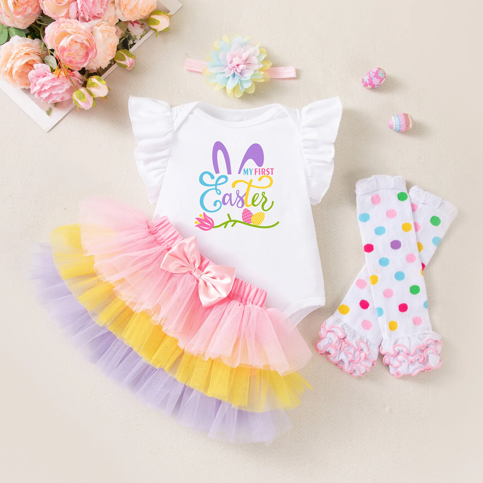 conjunto-de-roupa-para-bebe-menina-primeira-pascoa-macacao-branco-saia-tutu-faixa-de-cabelo-com-flor-polainas-roupa-para-festa-de-pascoa-e-cake-smash