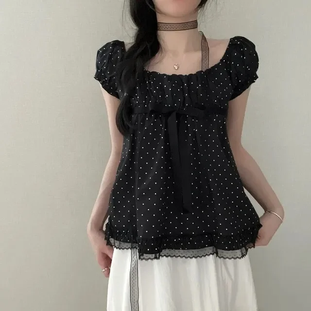 

Fashionable Korean Style Short Sleeve Top Women's Versatile Casual Design Summer 2026 Soft Gentle Cotton Polyester Blend